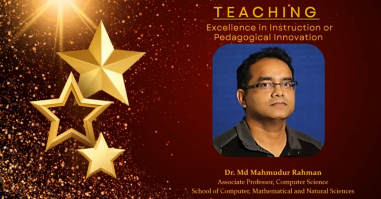 Dr.  Md Rahman received  Morgan’s Outstanding Faculty Award (2021-2022)